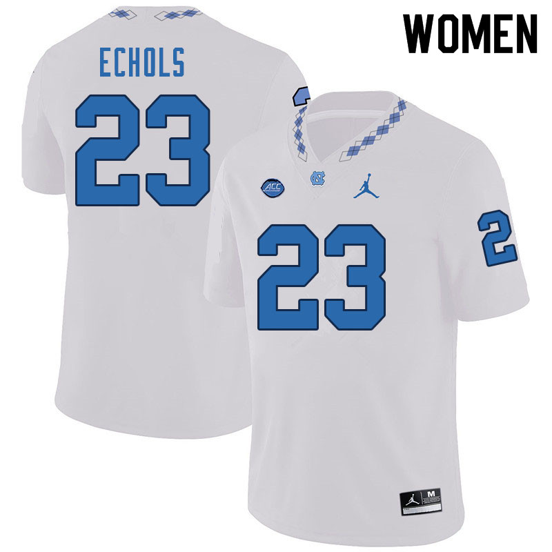 Women #23 Power Echols North Carolina Tar Heels College Football Jerseys Sale-White